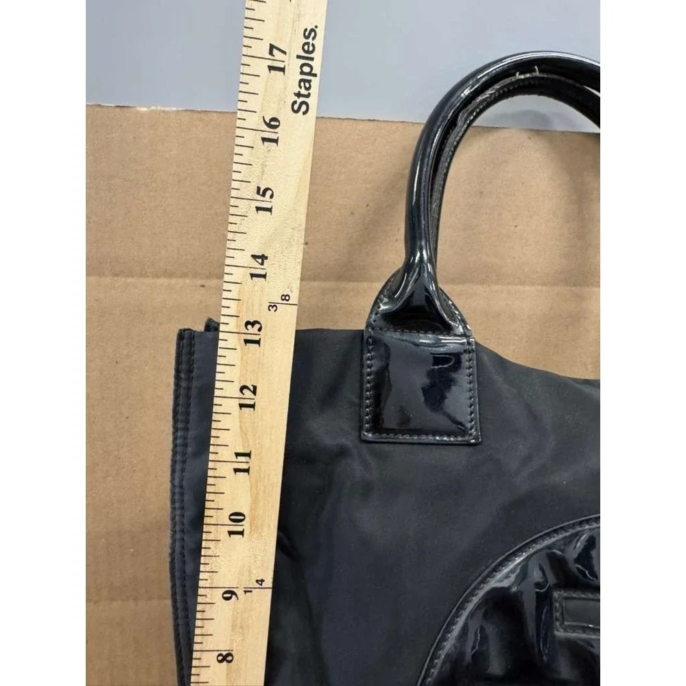 Tory Burch Ella Oversized‎ Logo Patch Recycled Nylon Tote Bag Black Large